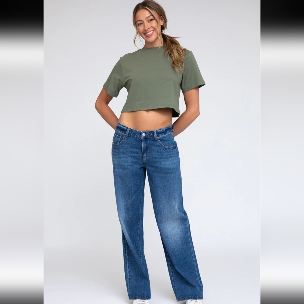 REWASH | Women's Medium Indigo Acid Wash Low Rise Baggy Jeans